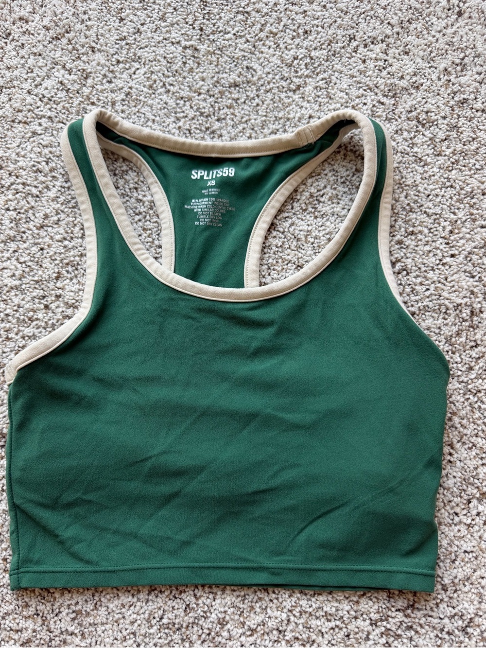 Splits59 Green Cream Racerback Sports Bra Crop Top XS